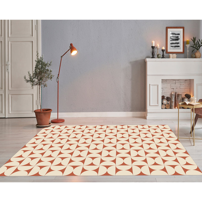 Arnold Vinyl Machine Printed Area Rug, Rectangle 3'3.4" x 4'4.4"