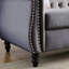 Canapé Chesterfield 80 po en velours gris pour salon, canapé 3 places capitonné avec accoudoirs roulés et tête de clou