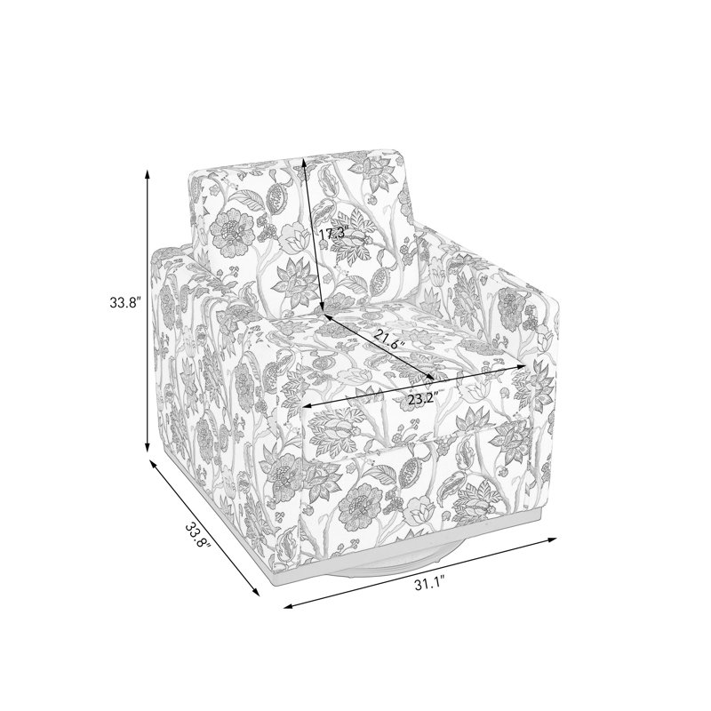 Fauteuil rembourré pivotant, Mélange de coton Floral Birds