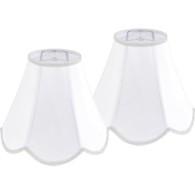  2 pièces Abat-jour moyen festonné, haut de 6 po x bas de 13 po x hauteur verticale de 10,6 po (araignée), abat-jour de lampe de table - abat-jour cloche fait à la main - tresse de bord en métal - assemblage facile