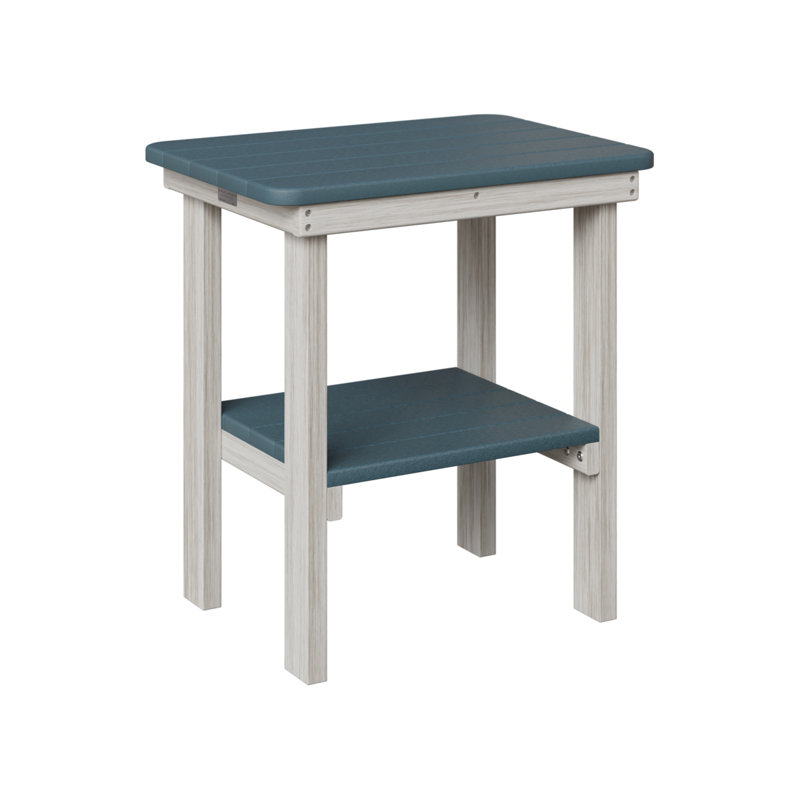 Outdoor Rectangle Side Table, Antique Mahogany, Slate/Seashell