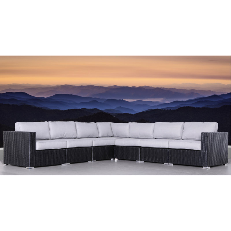 Canapé modulaire pour terrasse de 122 po de largeur avec résistance à la rouille - Coussins rembourrés de mousse