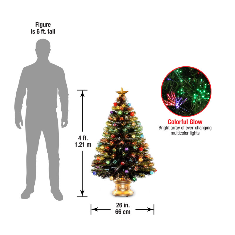 Fiber Optic Fireworks Tree with Ball Ornaments, 4.6' H