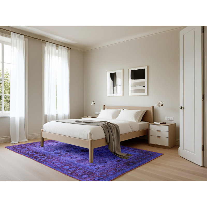 Tapis mauve Mid-Century 1579, Rectangle 5 pi x 7 pi