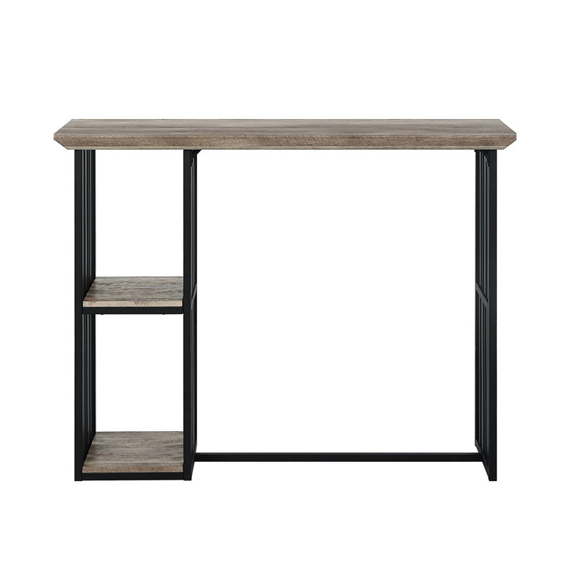 Table rectangulaire à hauteur de comptoir avec tablette en chêne antique et noir