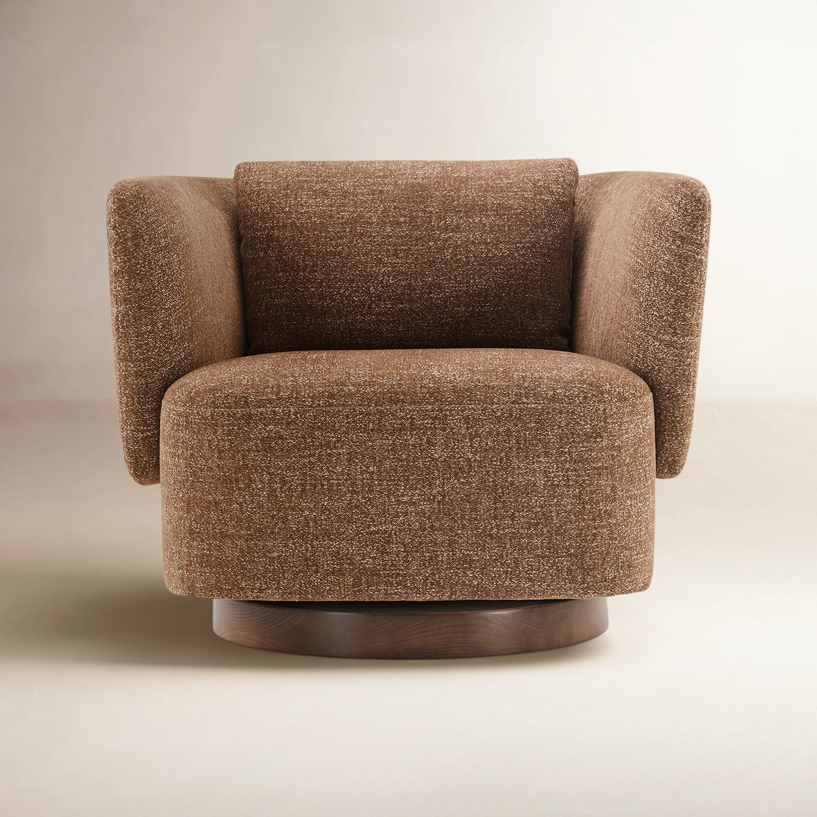 Morello Upholstered Swivel Armchair, Magonia Camel Tweed