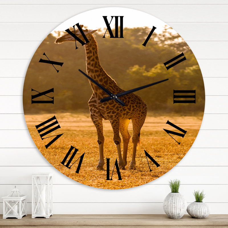 Girafe africaine dans la nature II - Horloge murale de ferme, Grand