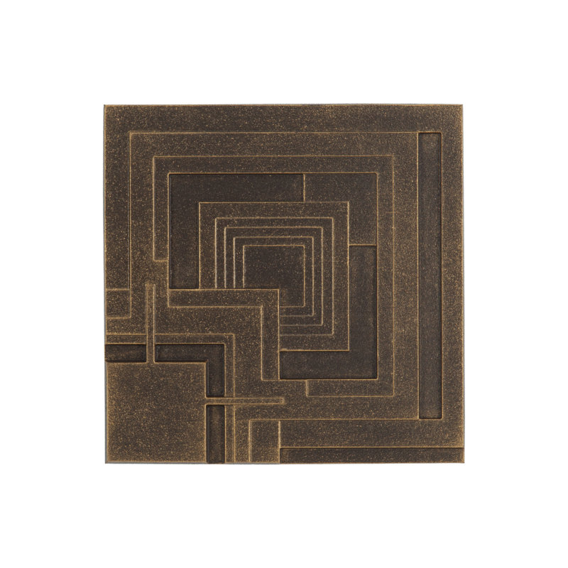 Plaque de carreaux Ennis Frank Lloyd Wright, 8 po x 8 po, Bronze foncé / Or