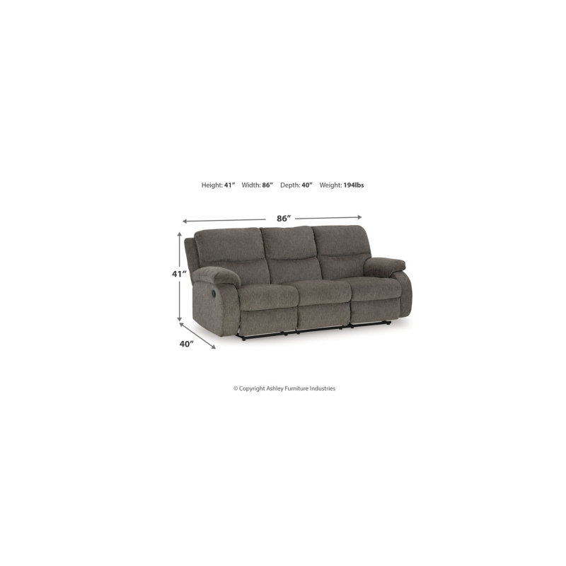 Asjah Reclining Sofa, Scranto Gray Microfiber