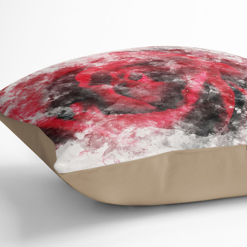 Floral Square Cushion, 40cm H x 40cm W x 15cm D, Stone