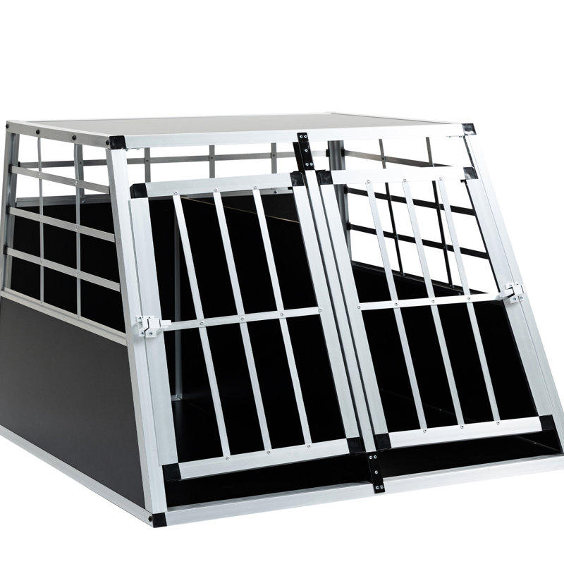 Chenil de transport noir en aluminium pour animal de compagnie
