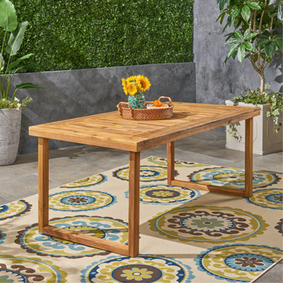Table de salle à manger d'extérieur en bois d'acacia de 69 po, finition sablée naturelle