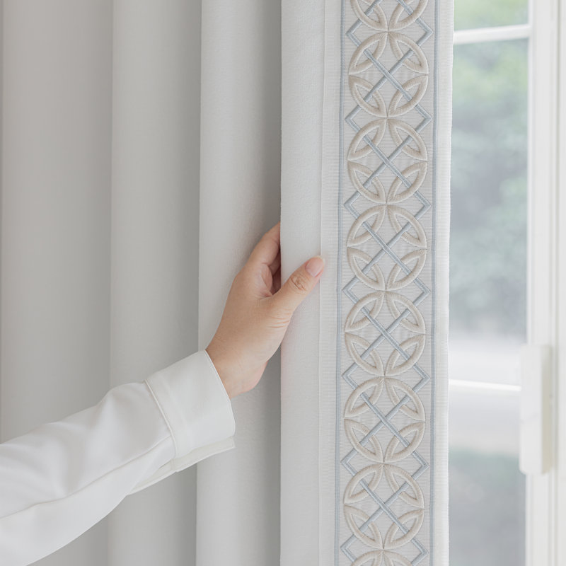 Paire de rideaux en mélange de coton Arabella (ensemble de 2) avec doublure occultante, Natural White, L 50 po x L 108 po