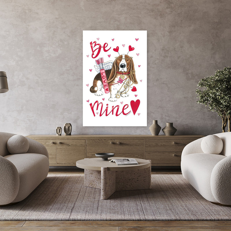 «Be Mine Basset», art contemporain de printemps pour chien, H 48 po x l 32 po