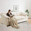 Canapé 94,8 po beige chenille nuage, assise profonde avec structure en bois massif, sans assemblage-1819621313