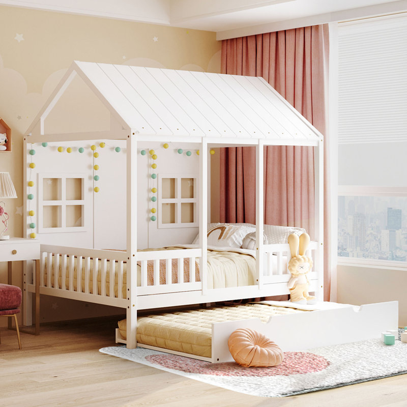 Lit pour enfant avec lit gigogne en bois simple ou double Chason House Bed, Simple, SDCO1898