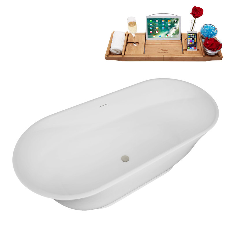 Baignoire autoportante 67 "avec drain 67" Streamline, Brushed GunMetal
