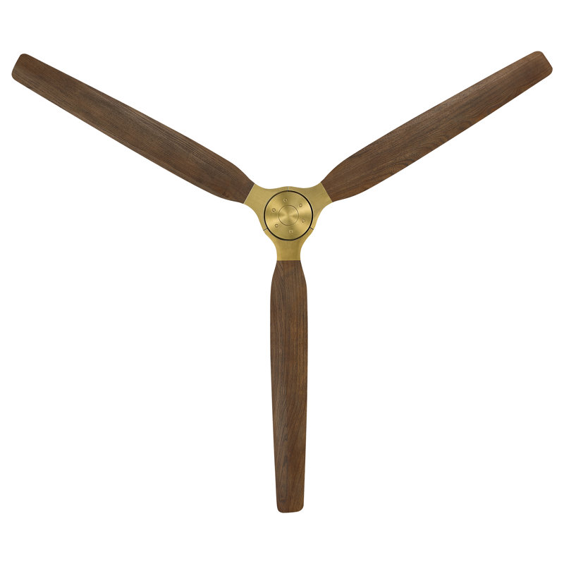 Grand ventilateur de plafond en laiton massif à 3 pales de 84 po en laiton massif avec télécommande, moteur à courant continu réversible à 6 vitesses, sans lumière