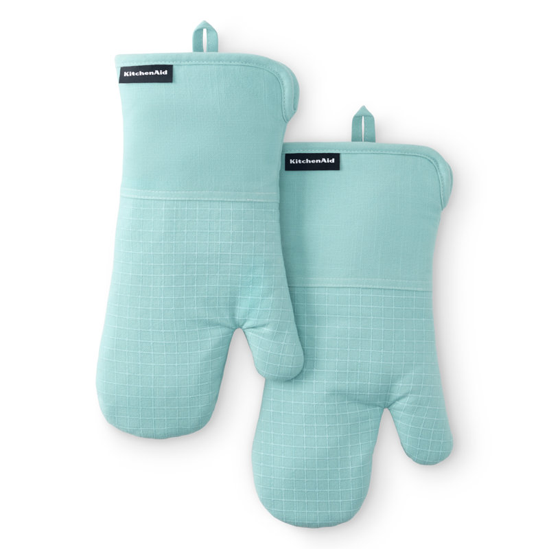 KITCHENAID Gourmet Series Gridlines Oven Mitts 2-Pack, Mineral Water Aqua