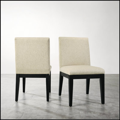 Roundhill Furniture Rocco Contemporary Solid Wood Dining Chairs, Set of 2, Beige, Comfortable and Stylish for Modern Dining
