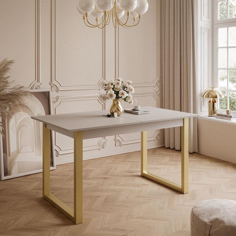 Extendable Metal Base Dining Table, cashmire