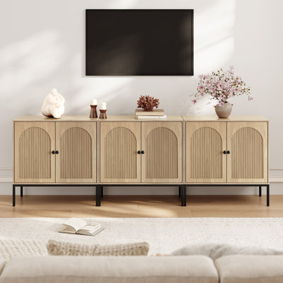 Buffet à panneaux cannelés de style minimaliste moderne de 31,5 pouces de large (ensemble de 3)