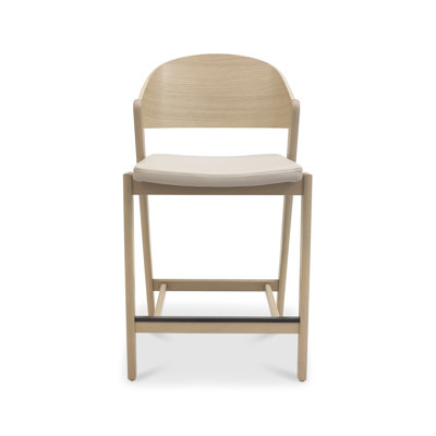 Upholstered Counter Stool with Solid Wood Frame