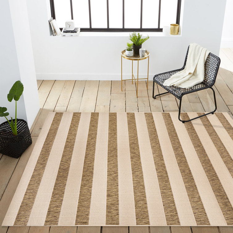 Hertel Wide Stripe Beige/Brown Indoor/Outdoor Rug