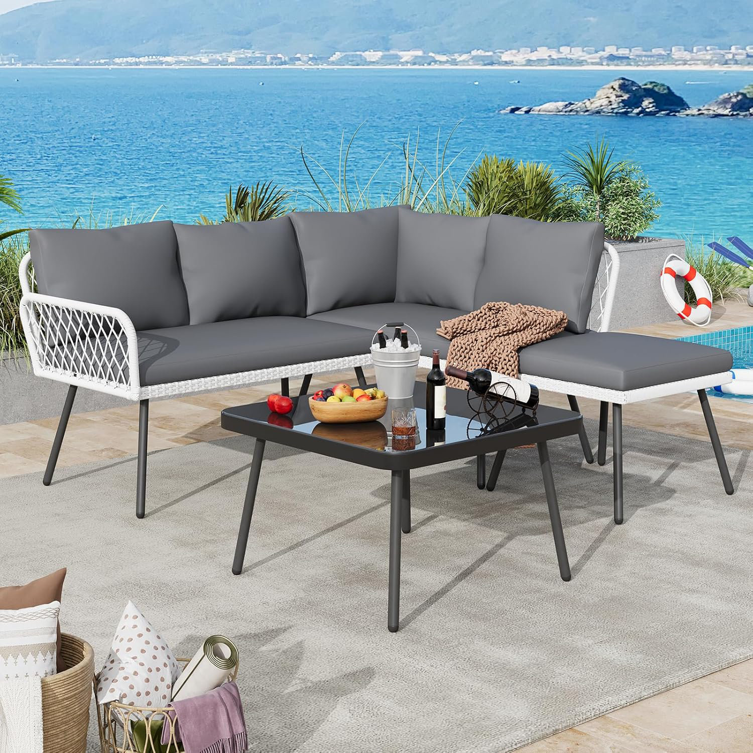 Oliver LShaped Wicker Outdoor Furniture Set, 4Piece Patio — free download