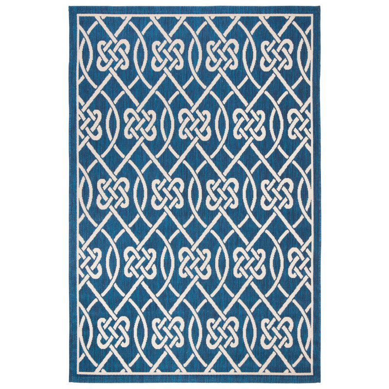 Arneshia Southwestern Navy Indoor/Outdoor Area Rug, Rectangle 8' x 11'