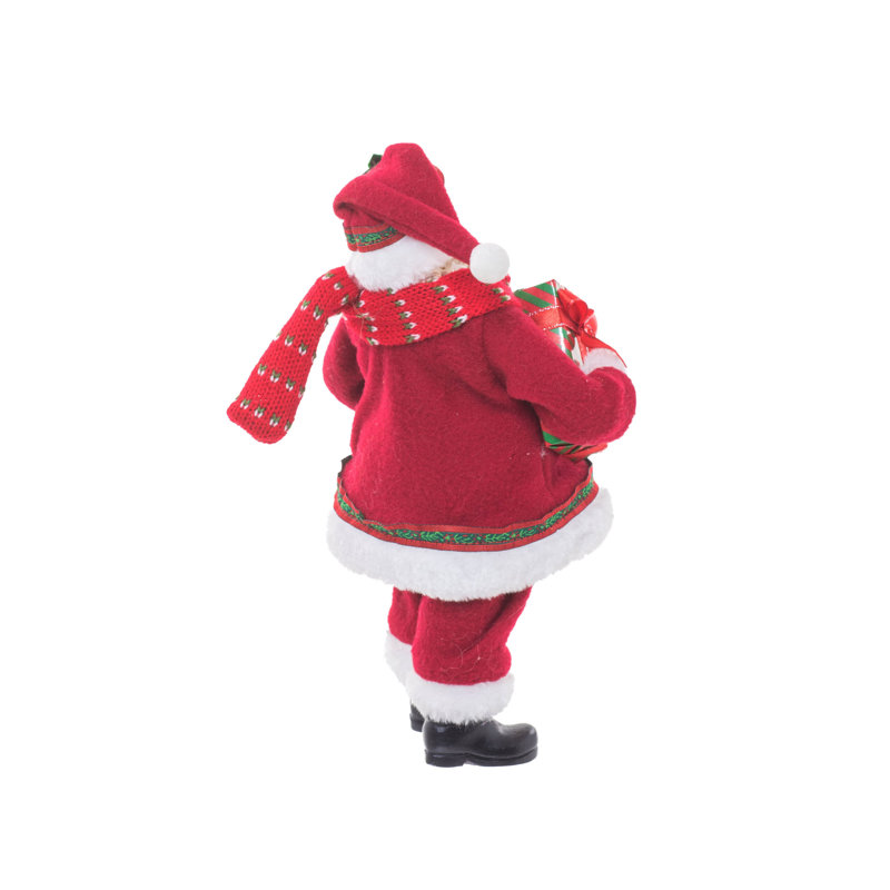 Couronne rouge en tissu rouge tenant un père Noël
