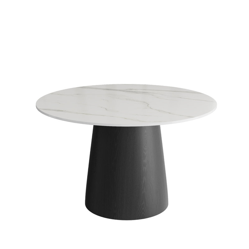 Modern Mid-Century Dining Table Round Kitchen Table For 4/6/8, White/Gray, 29.52" H x 47.24" W x 47.24" D