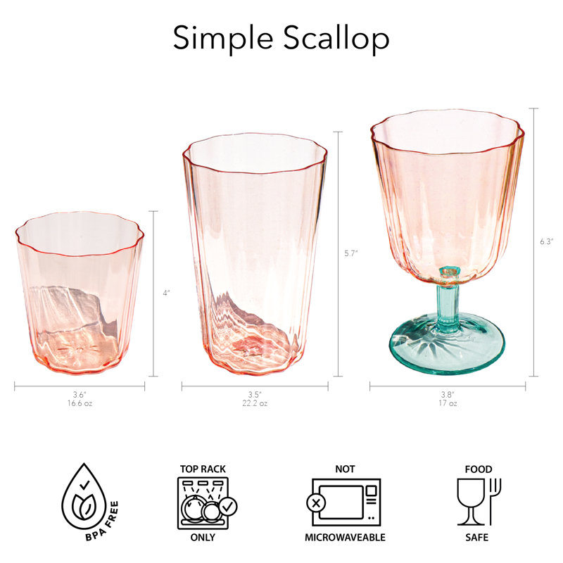 Verre simple en acrylique Simple Stallop - rose - 16 oz