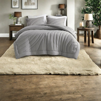 Ensembles de literie gris douillet, jersey de polyester, conception moderne pour le confort de la maison