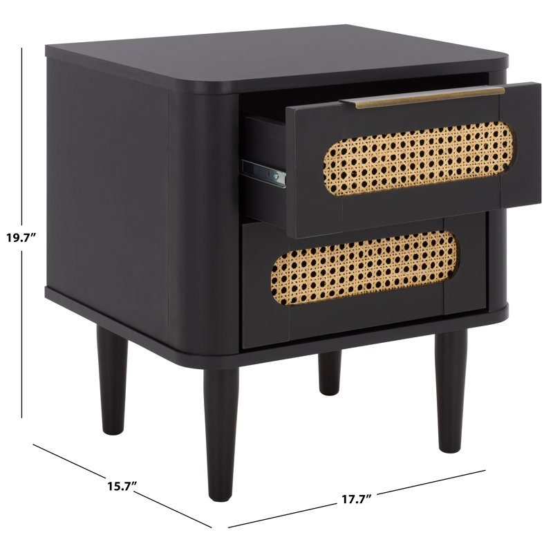 Brey 2 Drawer Nightstand, Black