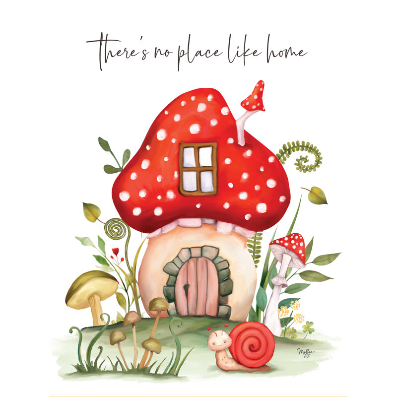 Mushroom Home On Canvas by Mollie B. Print
