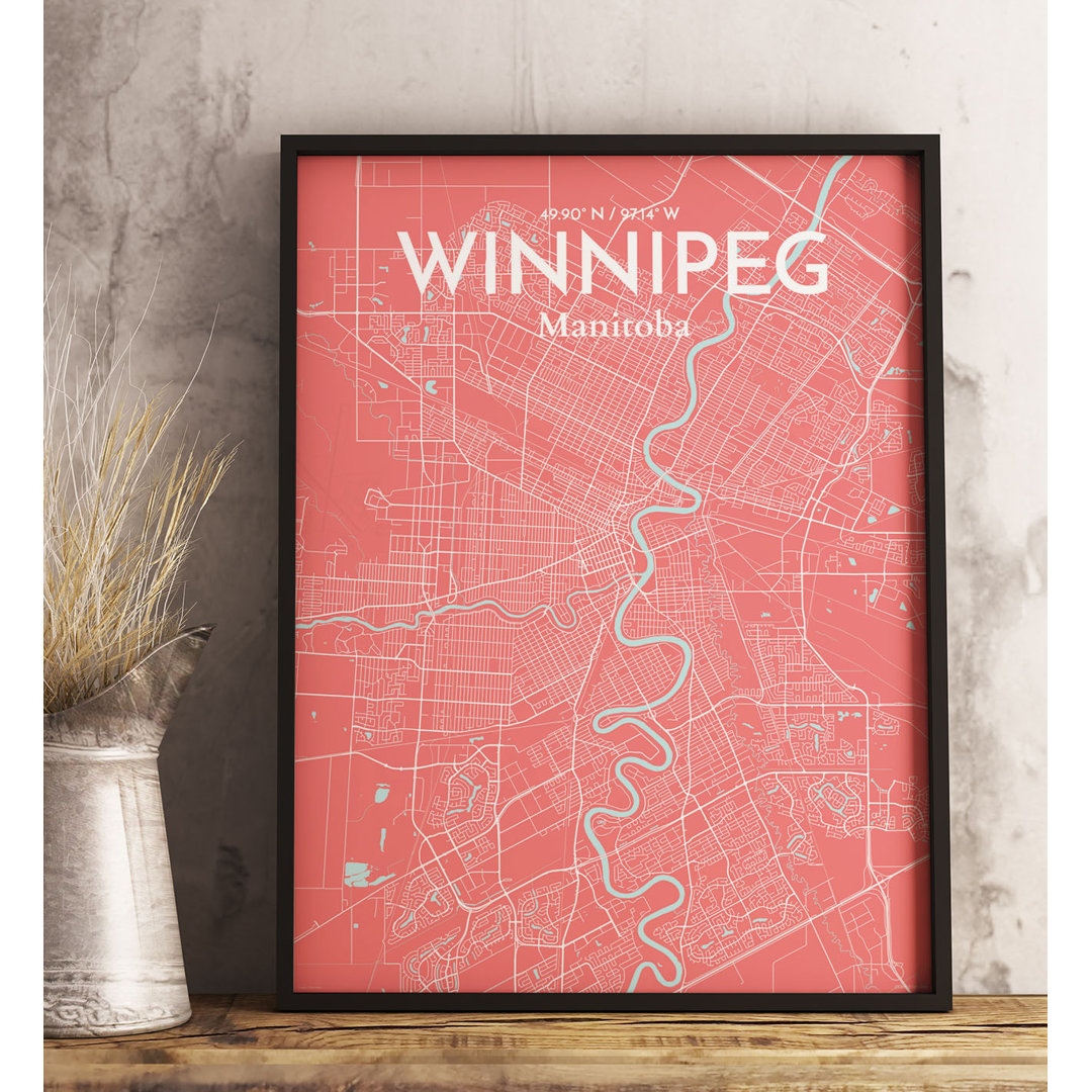 Winnipeg City Map - No Frame Print