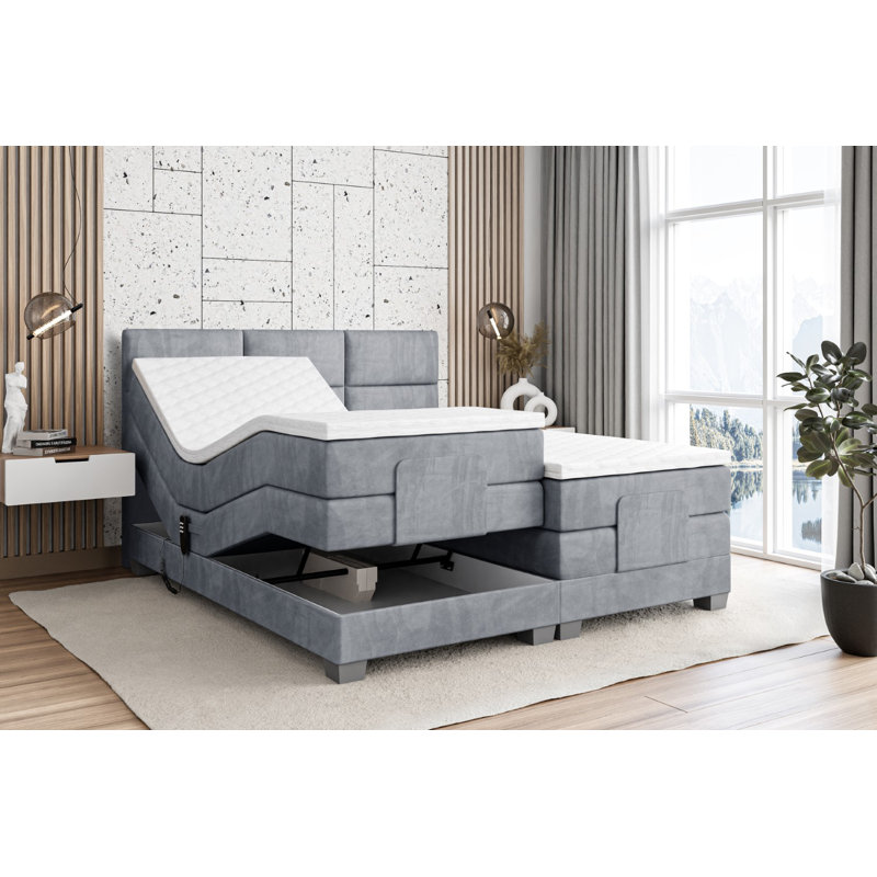 Orlo Pocket Spring Mattress Divan Bed Base, in Grey, 160cm W x 200cm L
