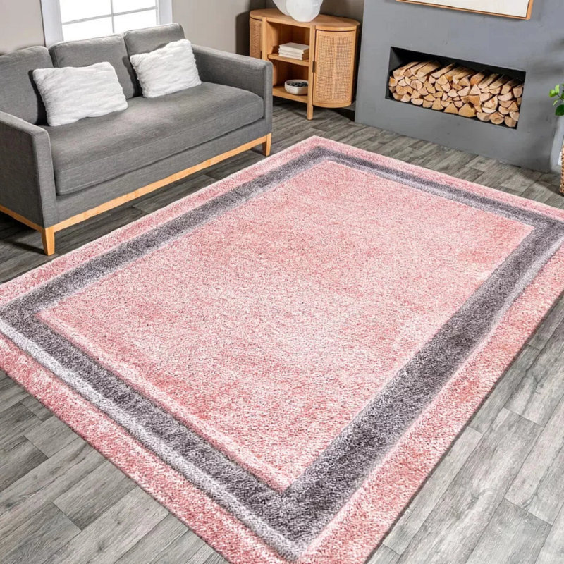 Geometric Indoor / Outdoor Area Rug, Rectangle 200 x 290 cm, Pink