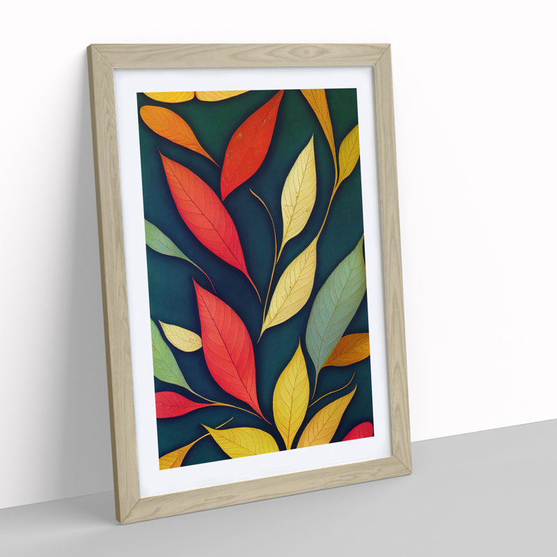 Wild Leaves - Wall Art, 34cm H x 25cm W, Oak Framed