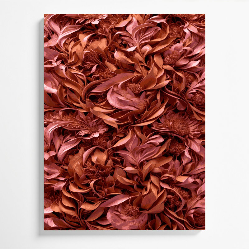 "Abstract Florals 80", art mural sur toile brune, H 14 po x l 11 po