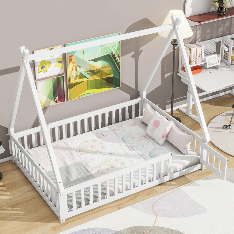 Tent-shaped Floor Bed, Natural, Full
