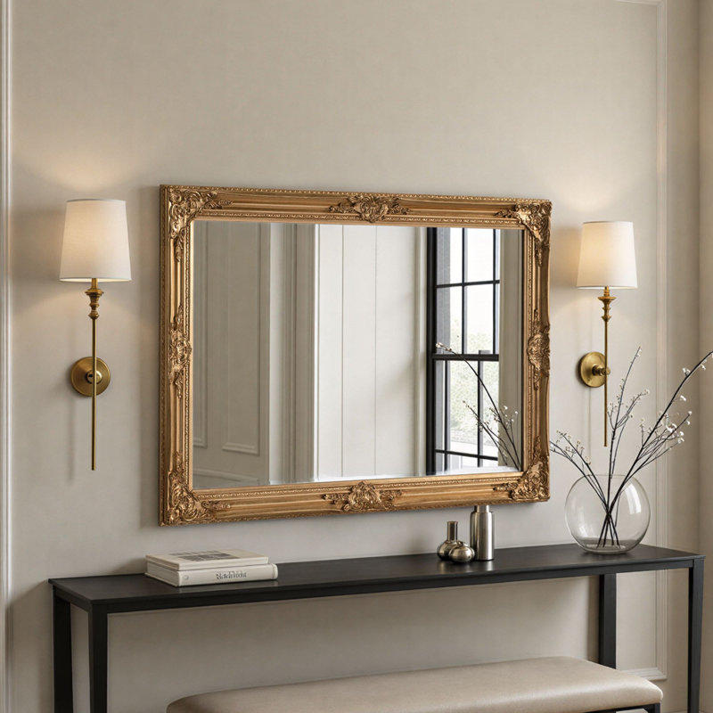 Madeleine Carved Classic Accent Mirror, 74cm H x 104cm W, Gold