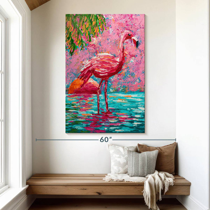 Brampt Abstract Flamingo, 51" H x 34" W
