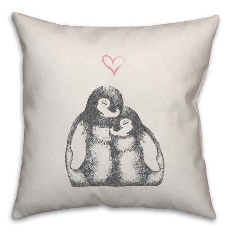  Coussin Penguin Love, H 16 po x l 16 po