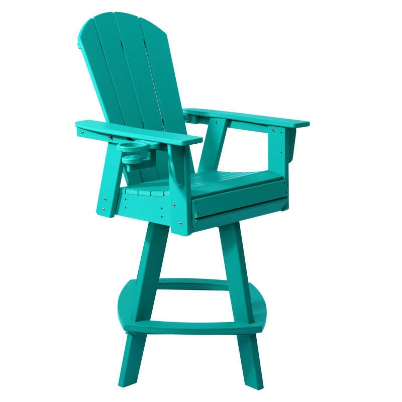Chaise de bar pivotante Adirondack avec porte-gobelet, Teal, 29.5"