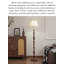 Lampe sur pied en bois massif et tissu Mid-Century Vintage
