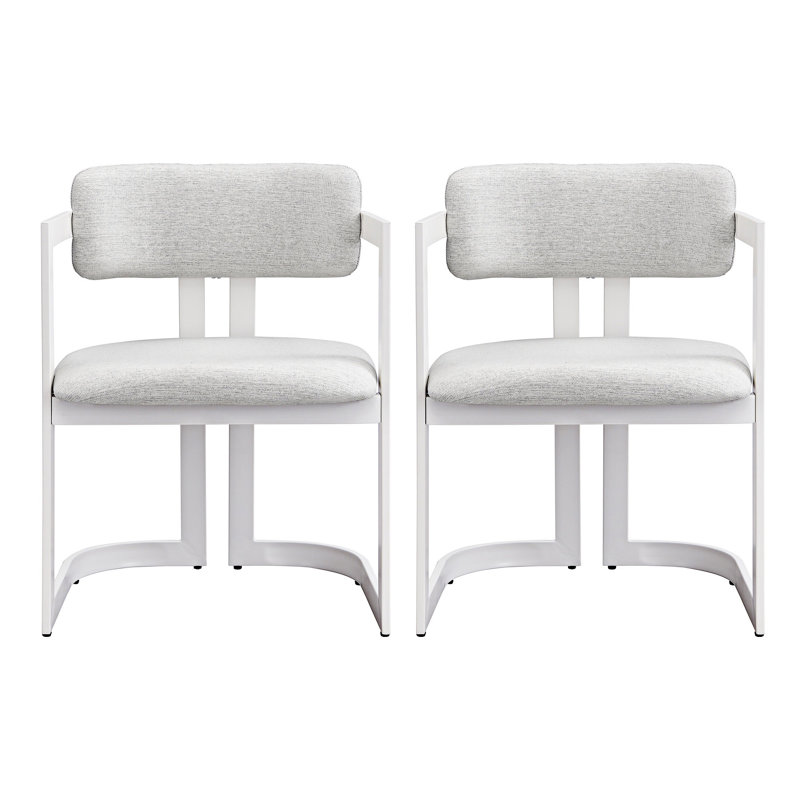 Chaise rembourrée avec accoudoirs (ensemble de 2), Blanc