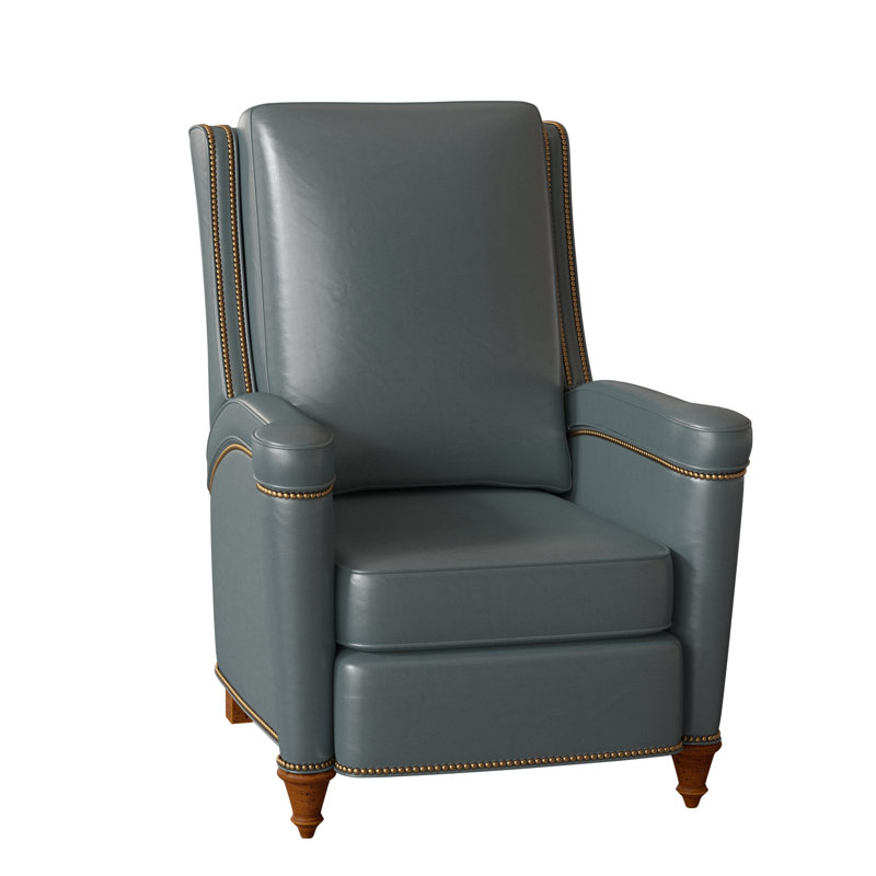 Mayes Recliner, Aline Light Grey Genuine Leather, New Classiques, French Natural
