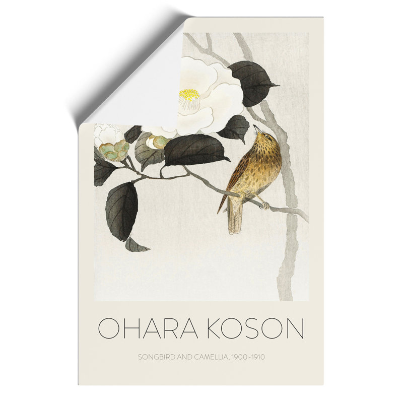 Songbird & Flowering Camellia Print by Ohara Koson - Frameless Print, 59cm H x 42cm W x 0.1cm D